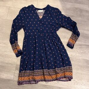 Altar'd State Navy and Orange Patterned Dress